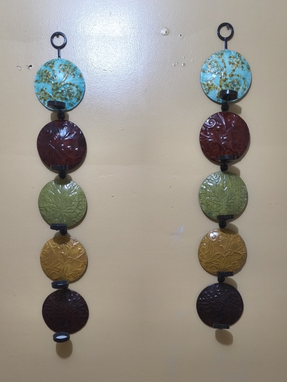 Set of 2 Porcelain Wall Sconces 38" 5-Candle Candle Holders Wall Decor Pair